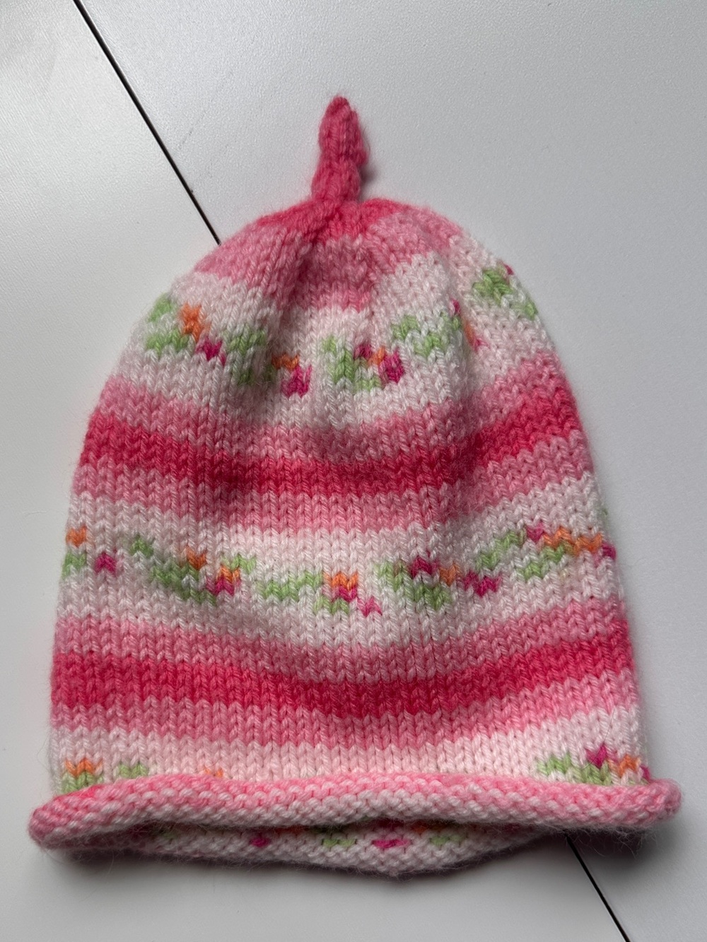 Pink Knitted Baby Beanie Cap Hat